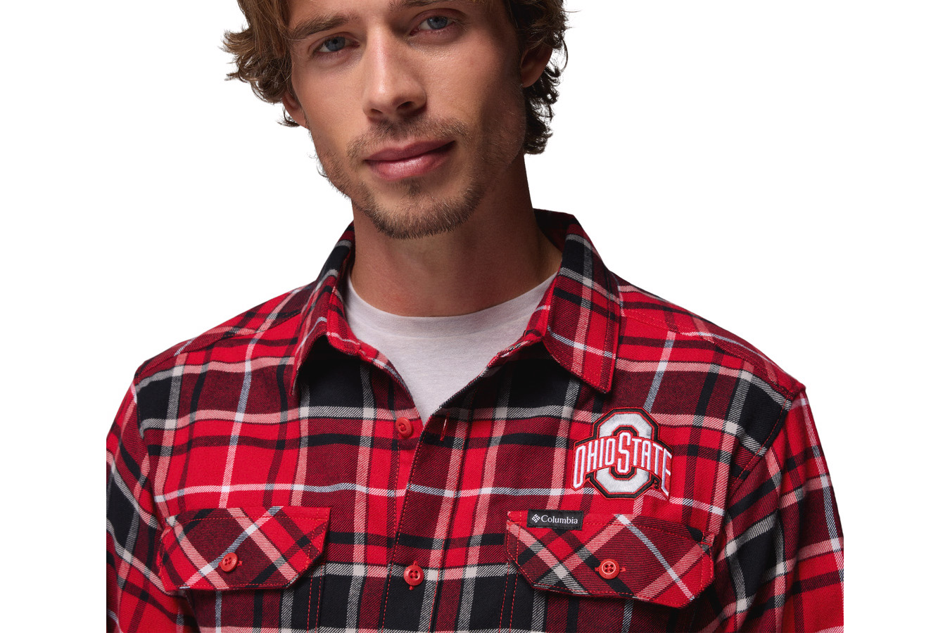 Columbia Men`s Collegiate Flare Gun Flannel Long Sleeve Shirt OSU