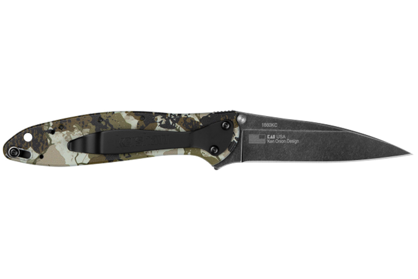 KERSHAW KNIVES Leek Folding Pocket Knife, Camo