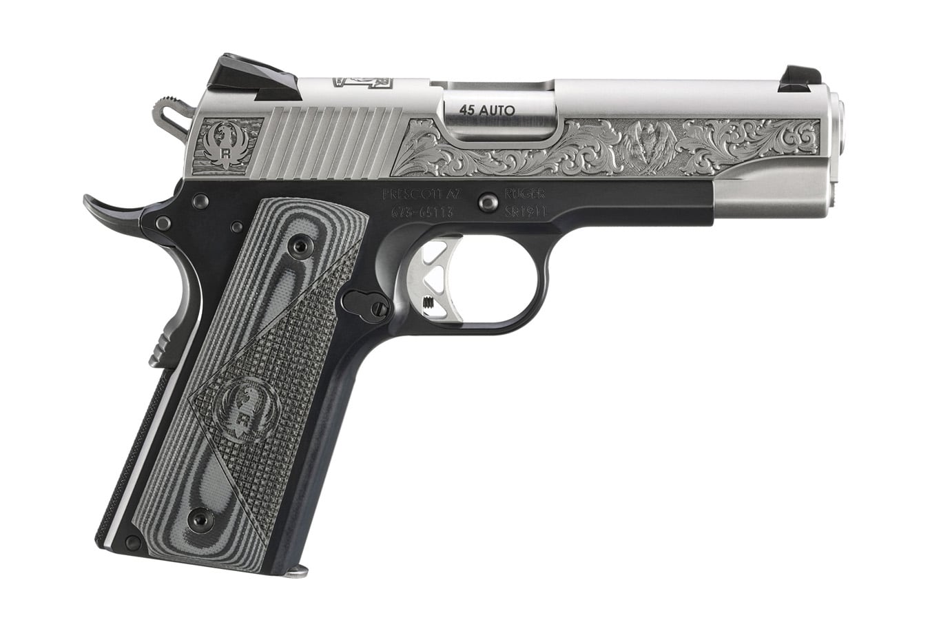 Ruger SR1911 Southport CT Edition 45 ACP Pistol with Stainless Steel Engraved Slide