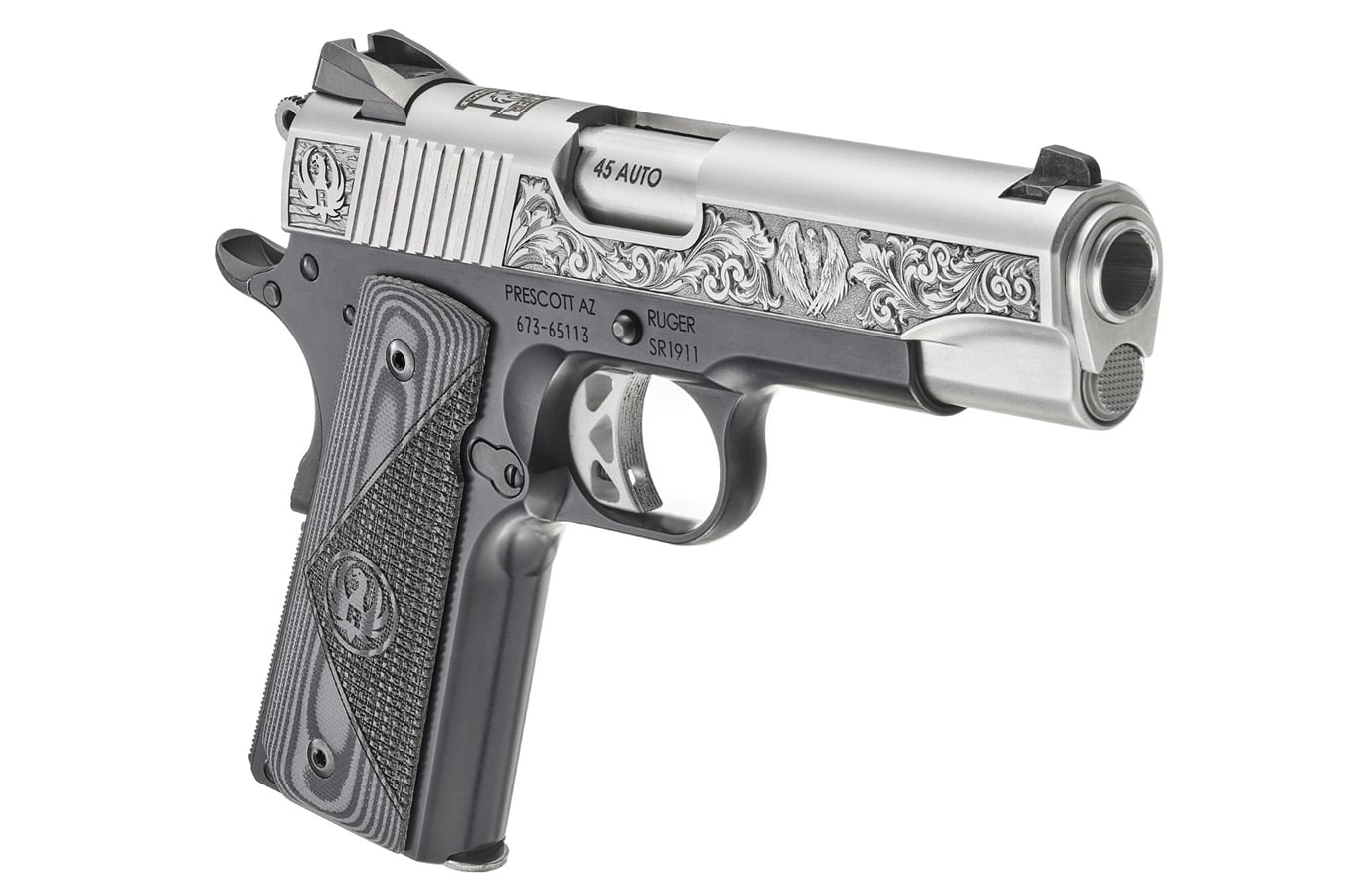 Ruger SR1911 Southport CT Edition 45 ACP Pistol with Stainless Steel Engraved Slide