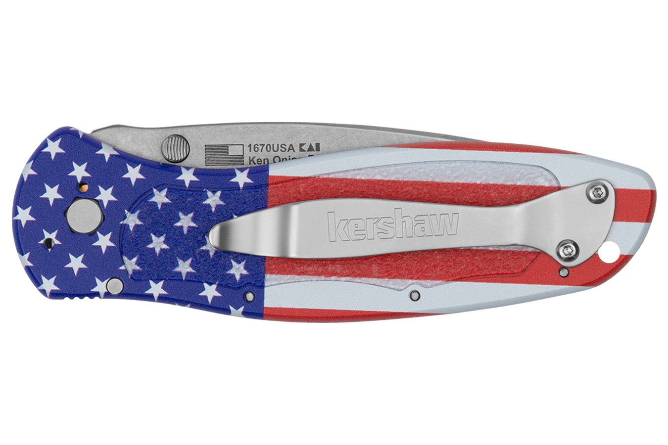 KERSHAW KNIVES Blur USA Flag Folding Pocket Knife