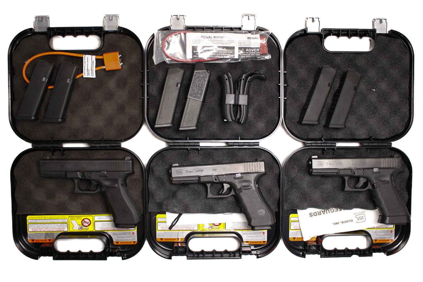 GLOCK 17 Gen4 9mm Police Trade-In Pistols with Case and Three Mags