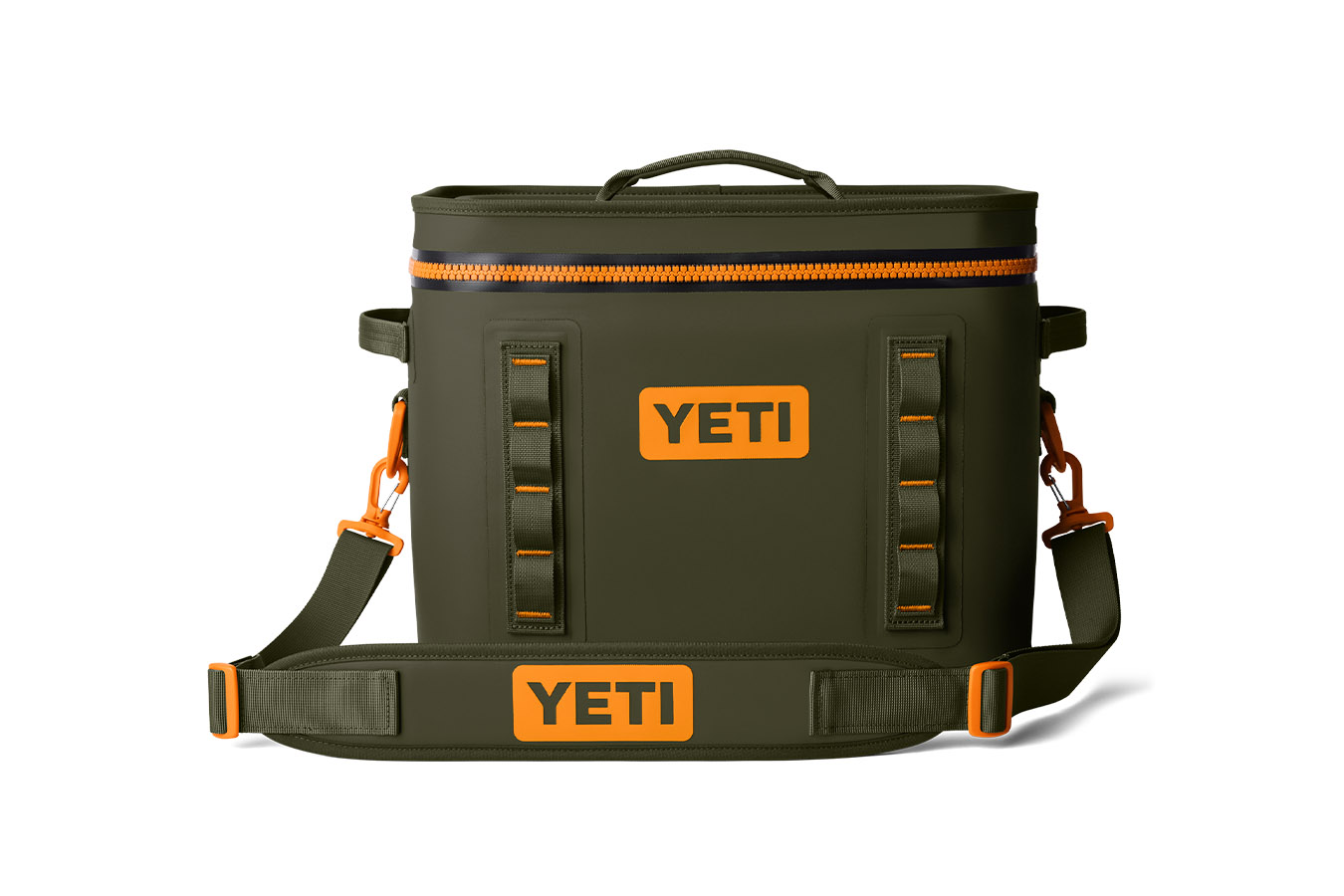 YETI COOLERS Hopper Flip 18 Soft Cooler Olive and King Crab Orange