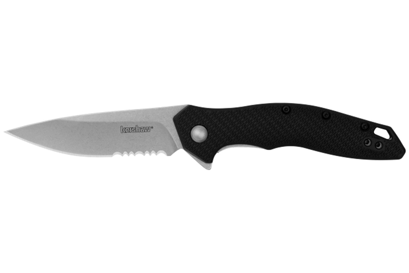 Kershaw Knives Shoreline Folding Pocket Knife - Stonewashed, Serrated
