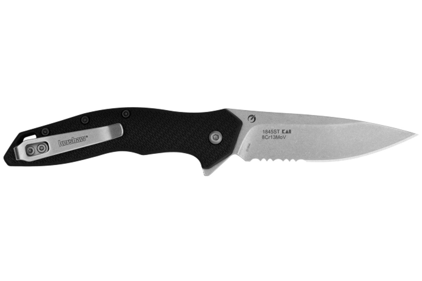Kershaw Knives Shoreline Folding Pocket Knife - Stonewashed, Serrated