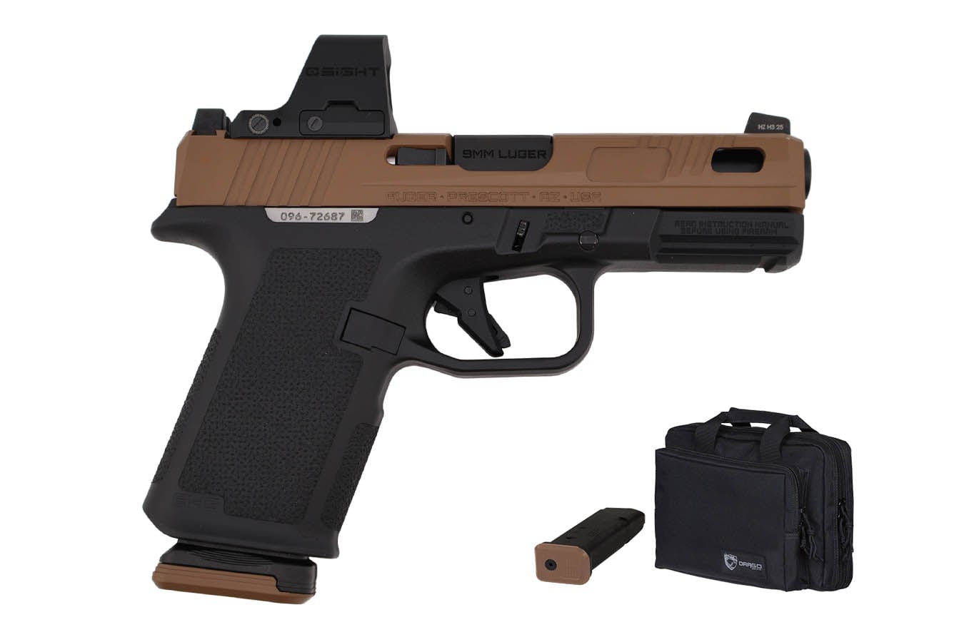 RUGER RXM 9mm Optic Ready Bundle with Two-Tone Finish, Ported Slide, Osight Optic and Drago Pistol Case