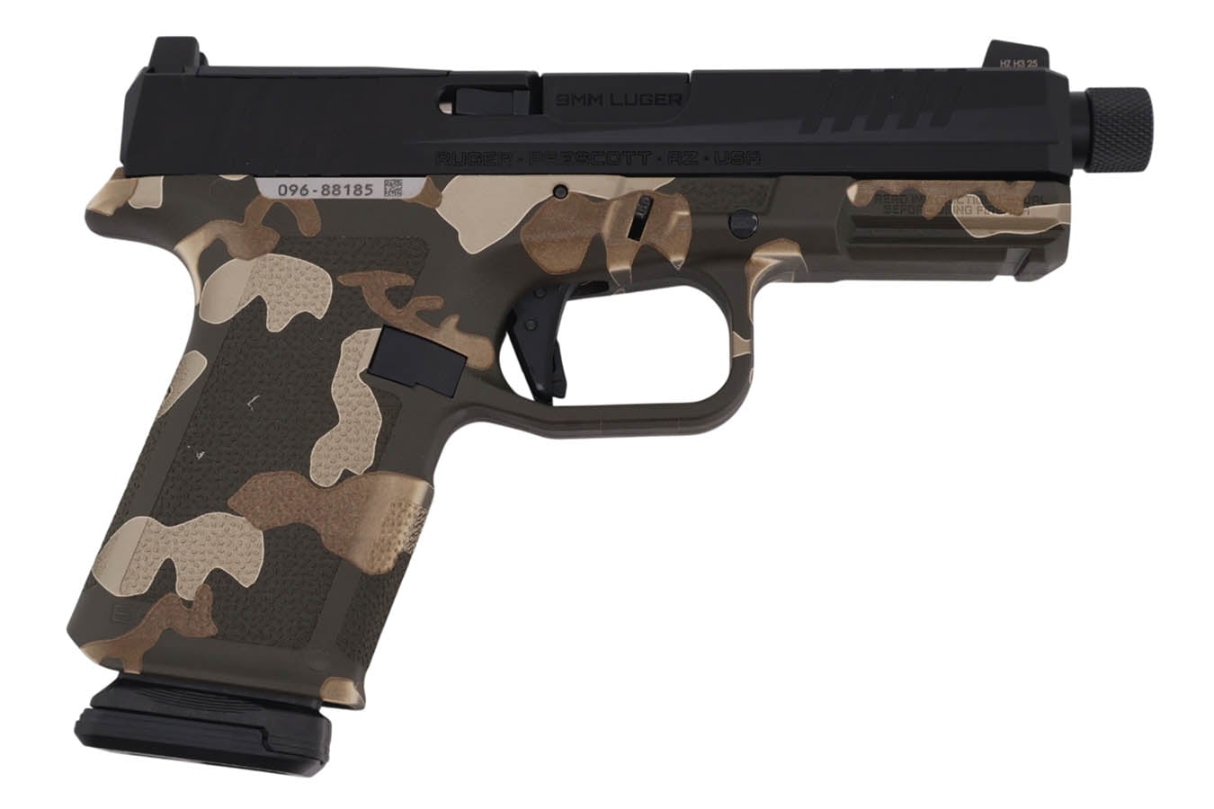 RUGER RXM Optic-Ready 9mm Semi-Auto Pistol with Threaded Barrel and Woodland Camo Finish