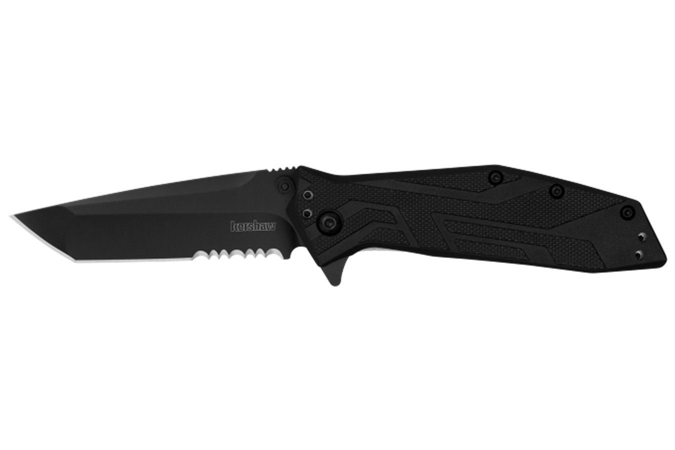 Kershaw Knives Brawler Folding Pocket Knife - Black, Serrated