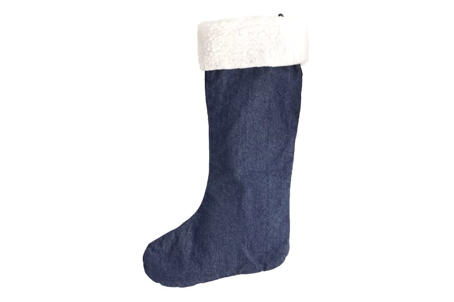 Wrangler Sherpa-Trimmed Prewashed Denim Christmas Stocking with Hanging Loop