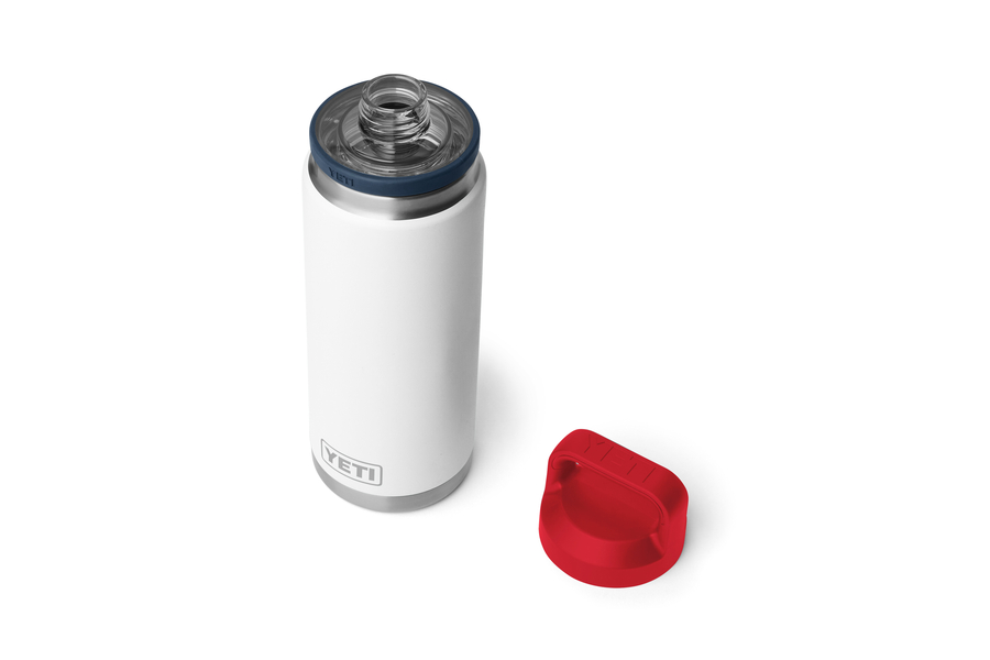 YETI COOLERS Rambler 26 oz Bottle with Chug Cap - White/Navy/Rescue Red