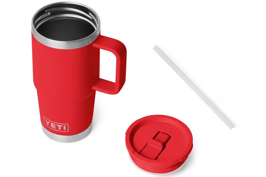 YETI Rambler 20oz Travel Mug with Straw Rescue Red