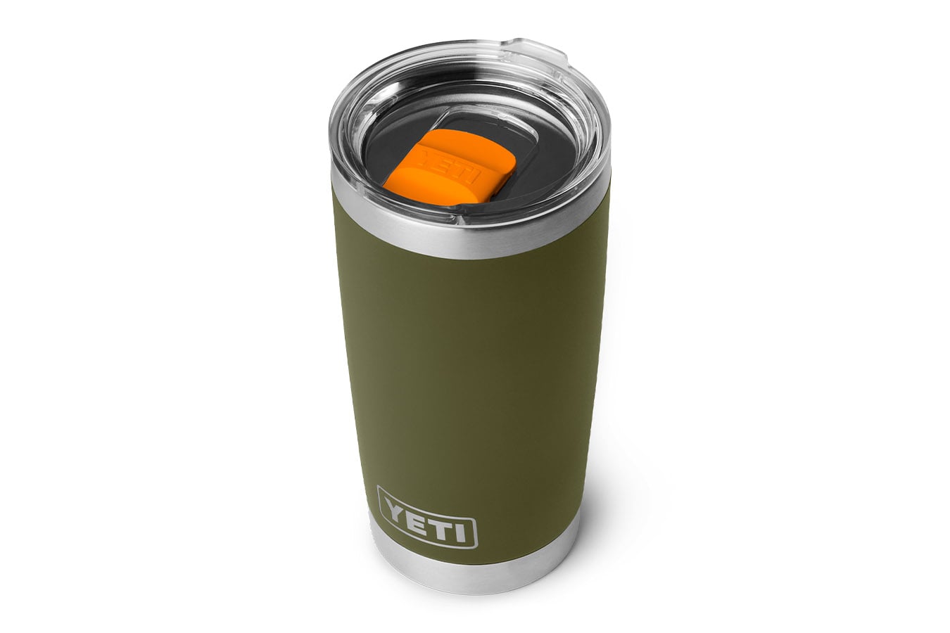 YETI COOLERS Rambler 20 oz Tumbler MagSlider Lid Olive and King Crab Orange