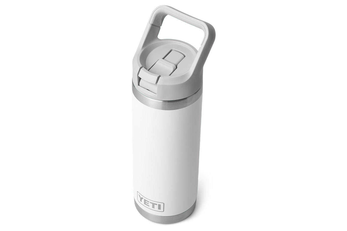 YETI Rambler 18 oz Water Bottle White with Light Gray Straw Cap