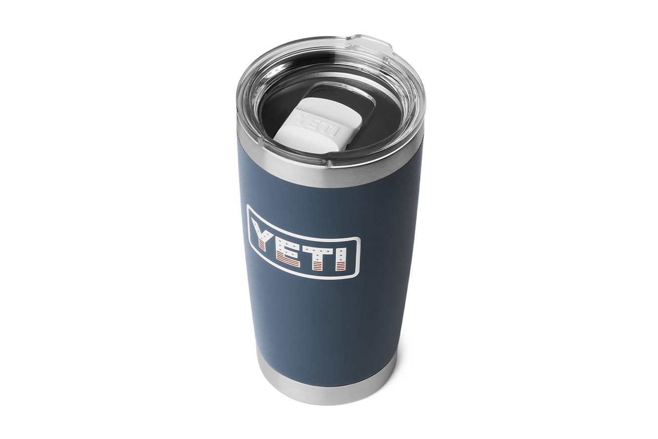 YETI COOLERS Rambler 20 oz Tumbler MagSlider Lid Navy with USA Badge
