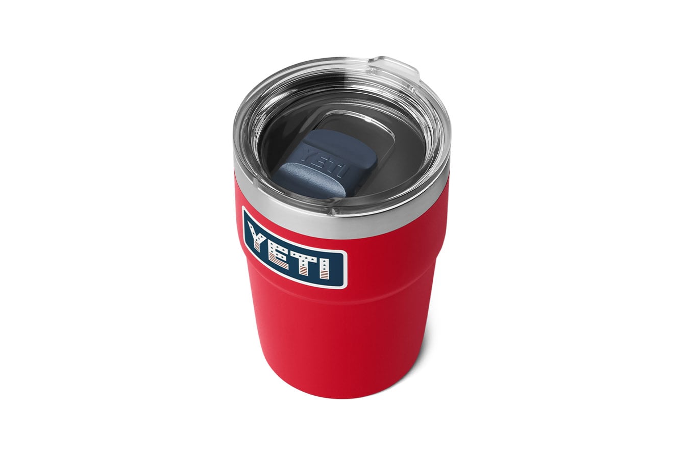 YETI Rambler 16 oz Stackable Cup MagSlider Lid Red USA Badge