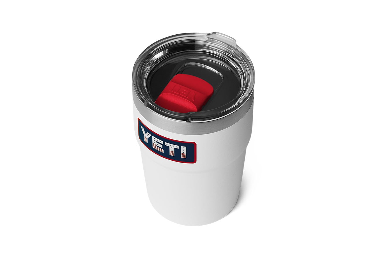 YETI Rambler 16 oz Stackable Cup MagSlider Lid White USA Badge