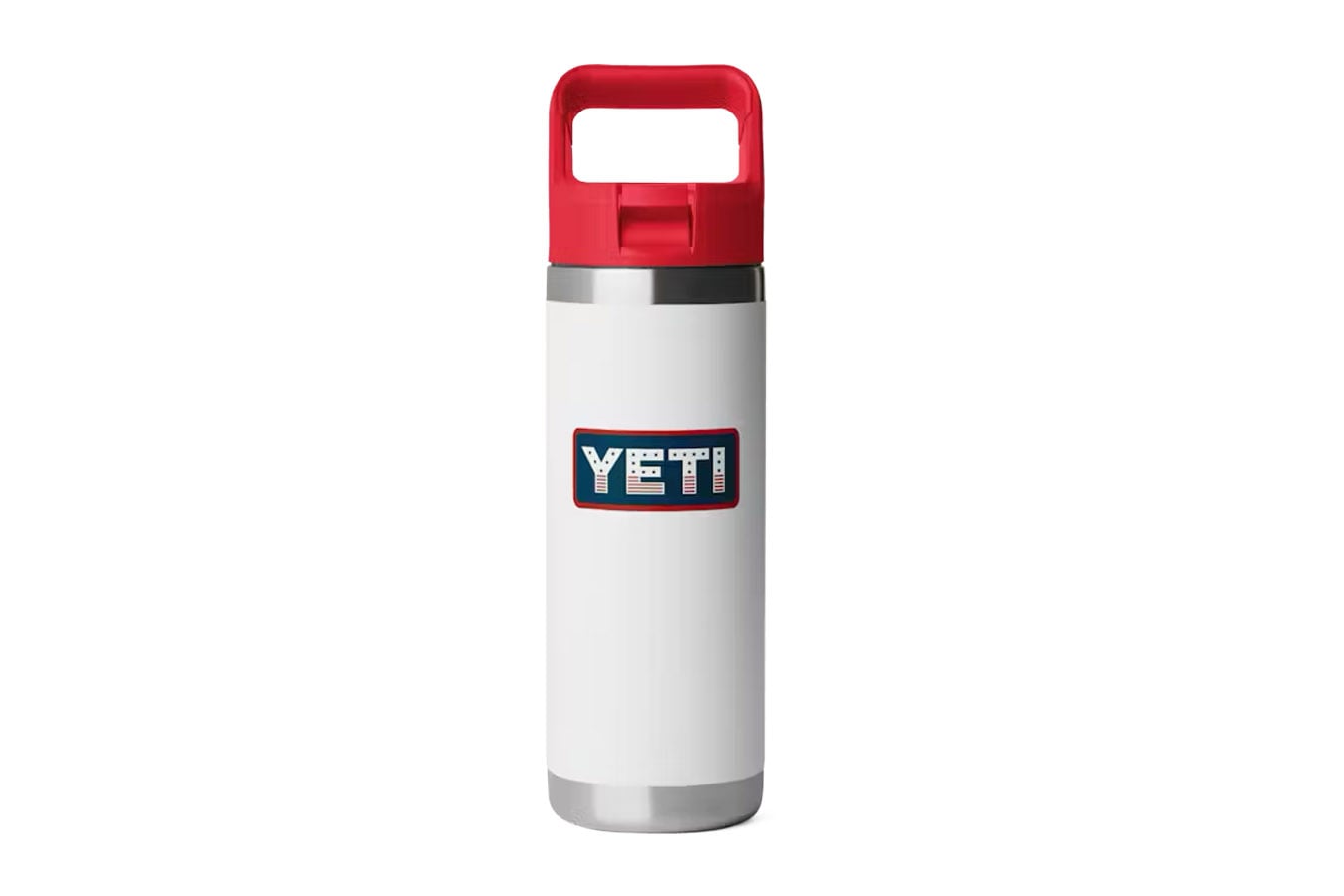 YETI Rambler 18oz Straw Cap White with Rescue Red Badge