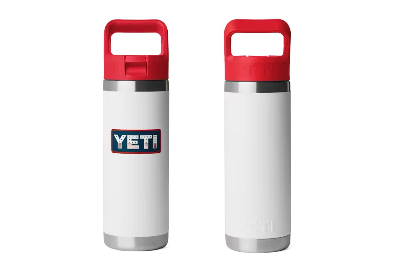 YETI Rambler 18oz Straw Cap White with Rescue Red Badge