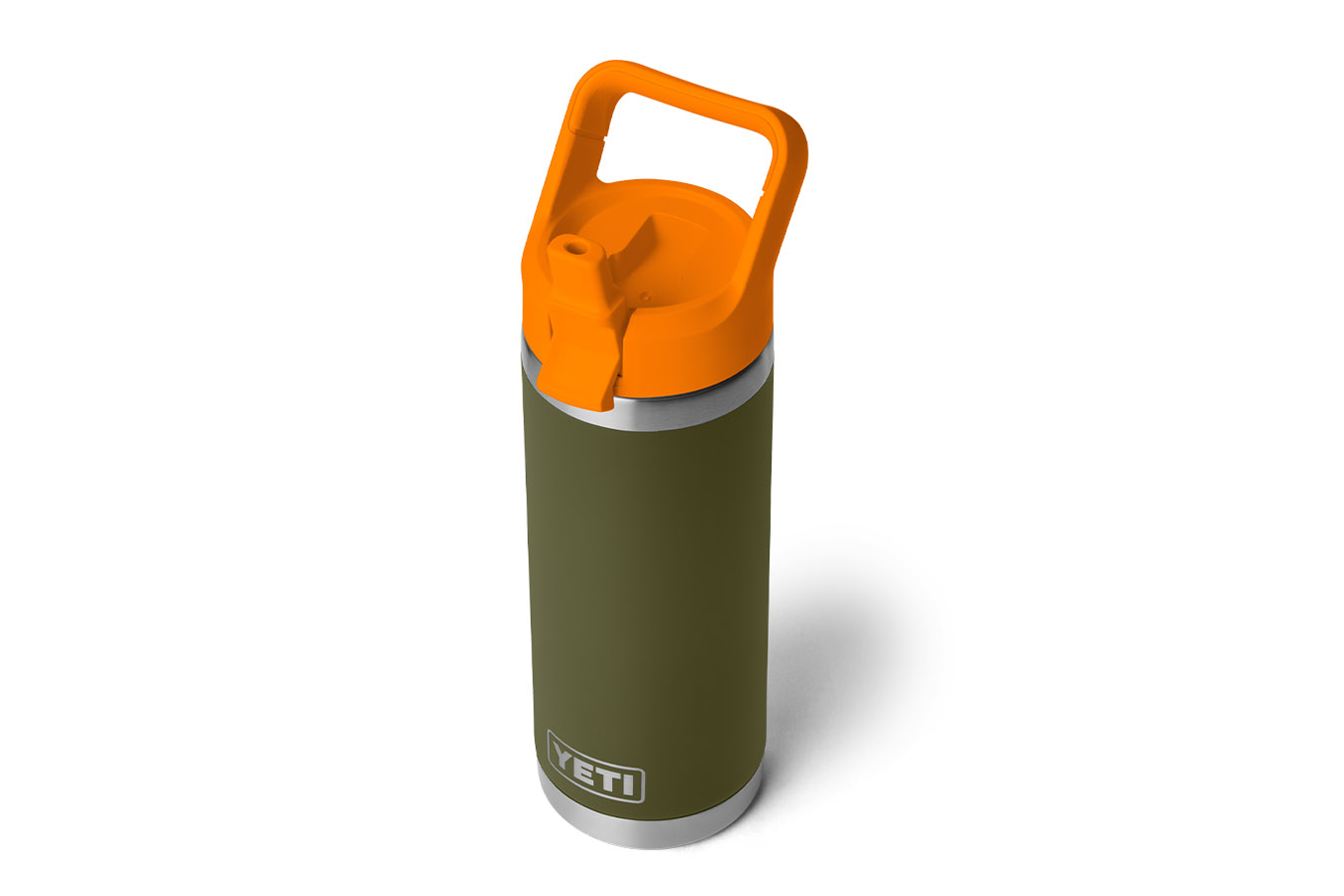 YETI COOLERS Rambler 18 oz Water Bottle with Straw Cap Olive and King Crab Orange