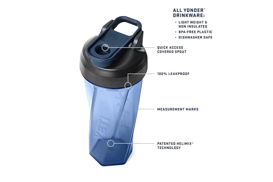 YETI Yonder 27oz Shaker Bottle with Helimix Technology Navy