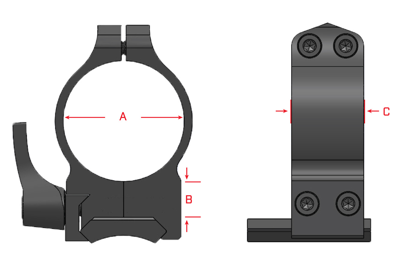 WARNE 30mm, QD, High Matte Rings