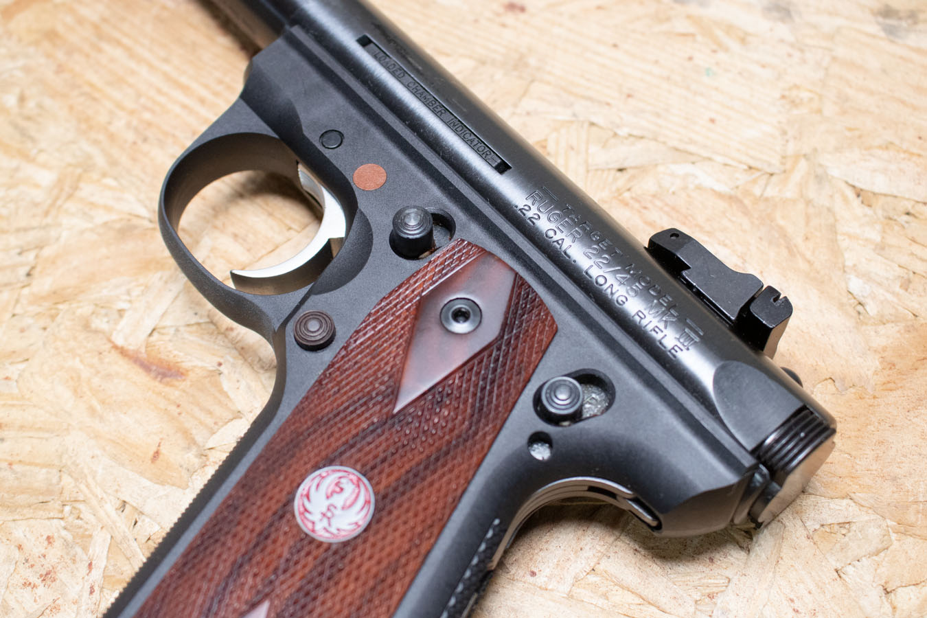 RUGER Mark III 22/45 Target 22LR Used Trade-In Pistol w/Bull Barrel, Wood Grips, Case