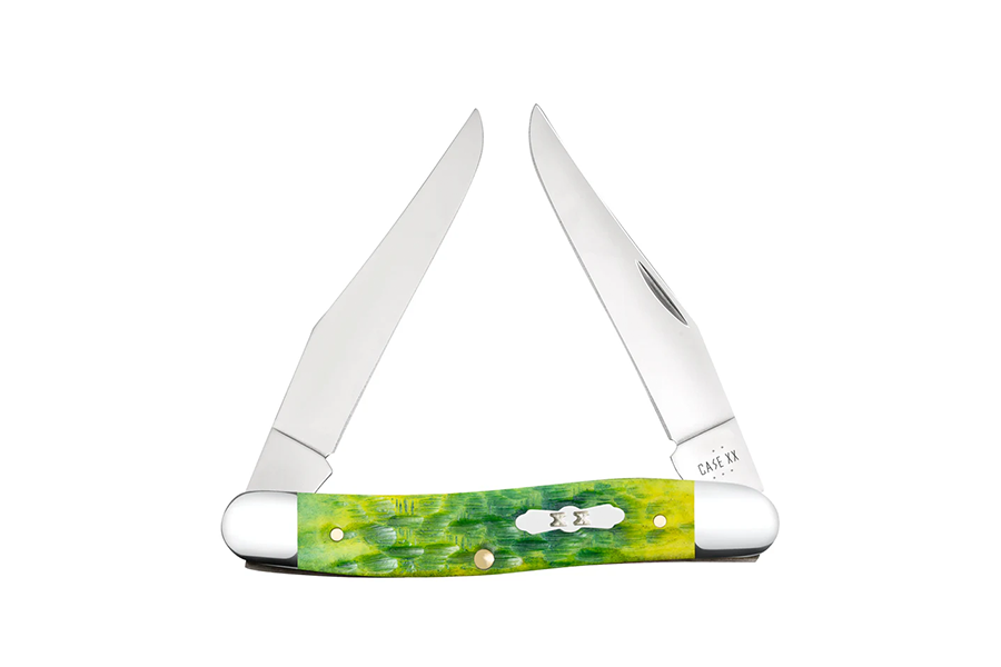 WRCASE Peach Seed Jig Green Apple Bone Muskrat Folding Knife