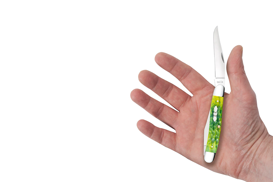 WRCASE Peach Seed Jig Green Apple Bone Muskrat Folding Knife