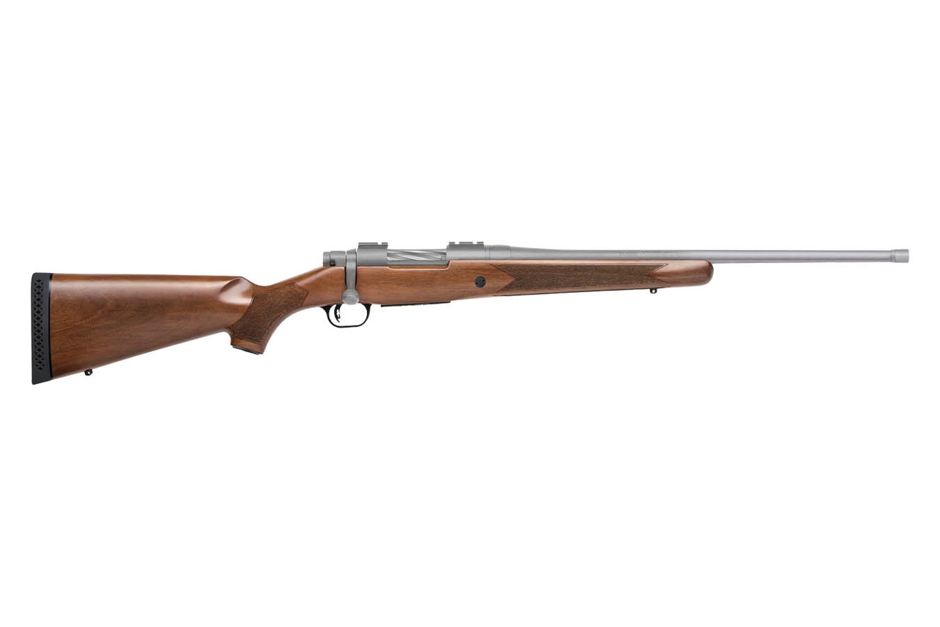 MOSSBERG Patriot 400 Legend Bolt-Action Rifle with Walnut Stock Cerakote Stainless Finish and Threaded Barrel