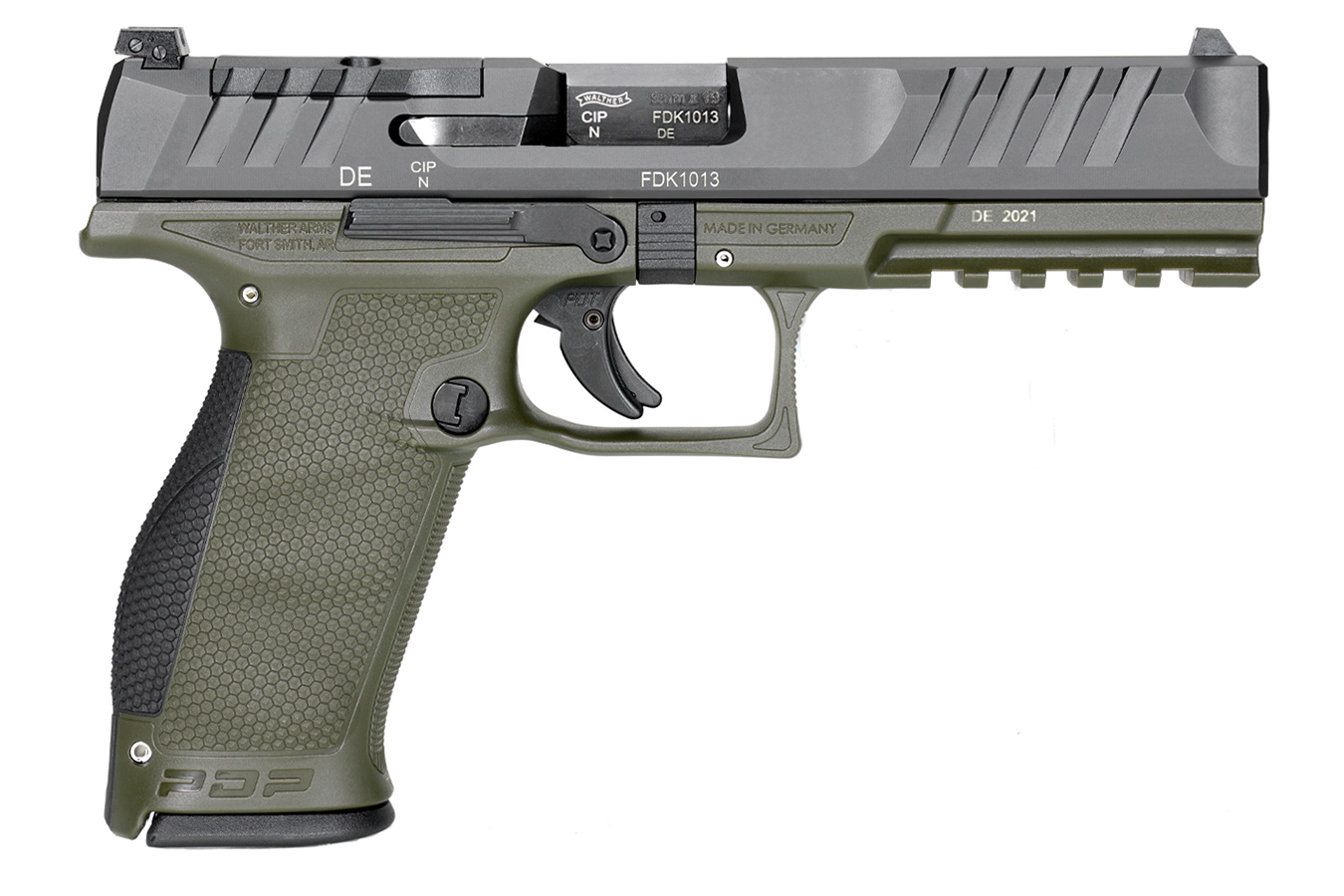 WALTHER PDP Full-Size 9mm Pistol with Two-Tone Green Finish