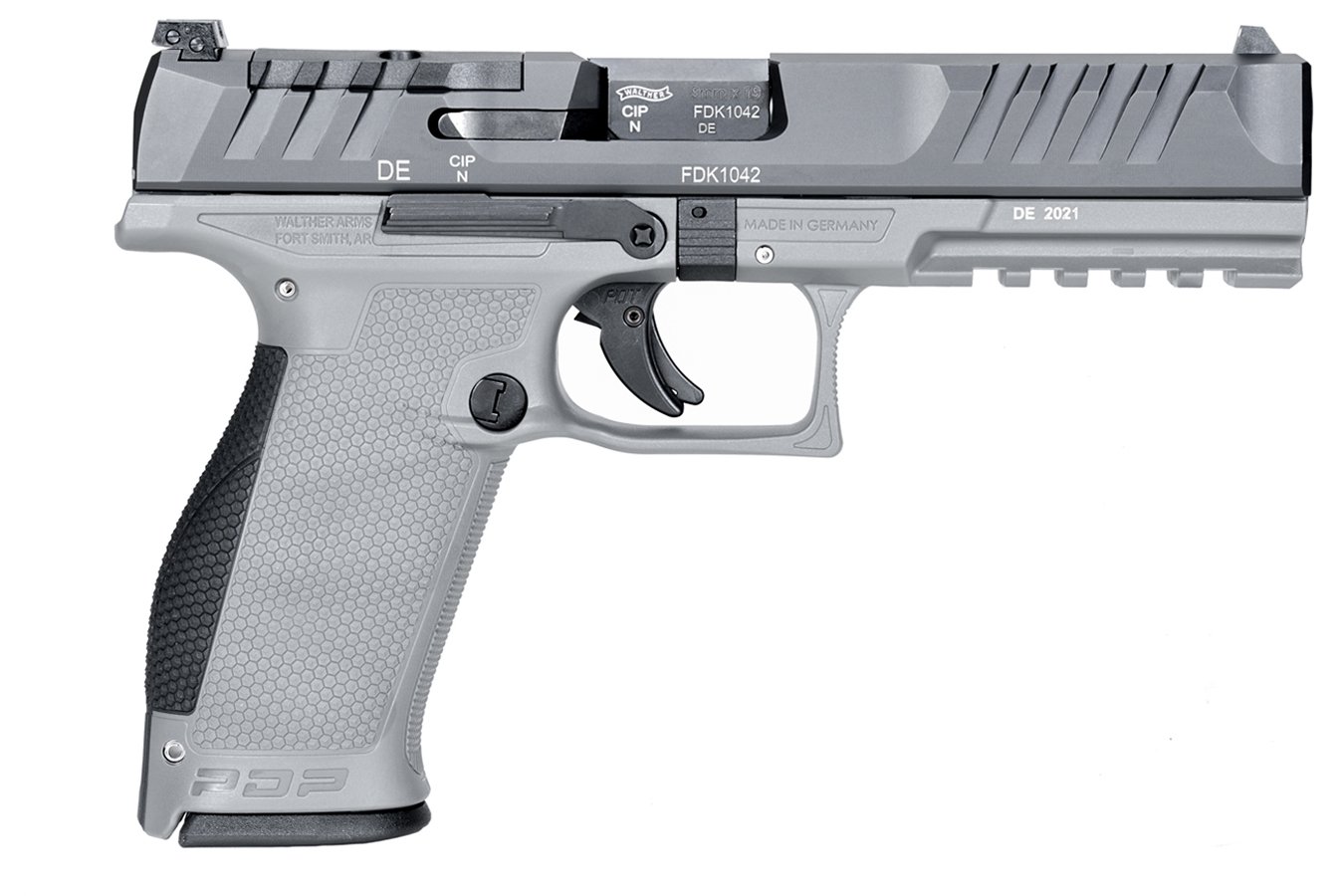 WALTHER PDP 9mm Full-Size Optic Ready Pistol with 5 Inch Barrel and Gray Two-Tone Finish