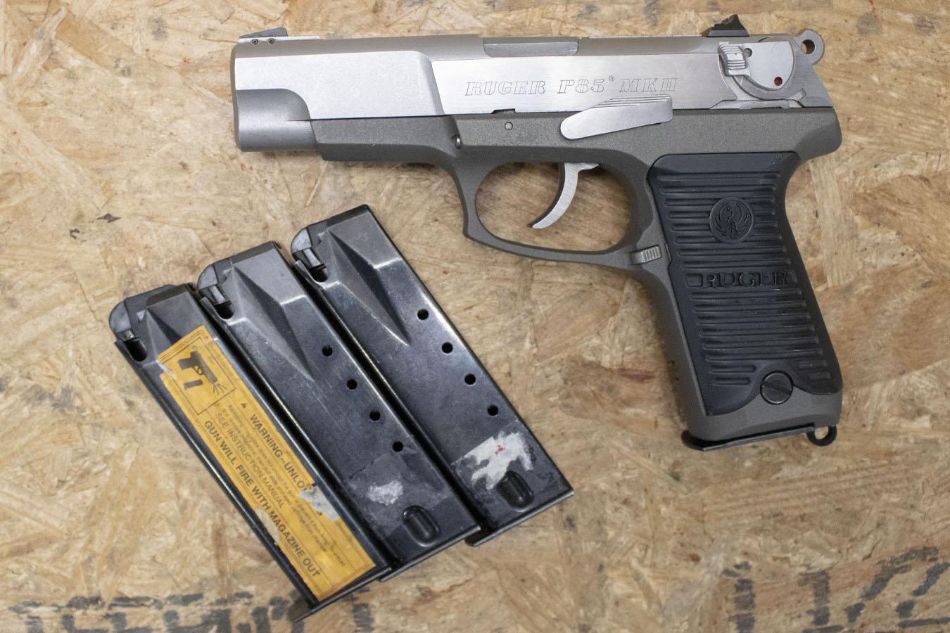 RUGER P85 MKII 9mm Police Trade-In Pistol with Four Magazines