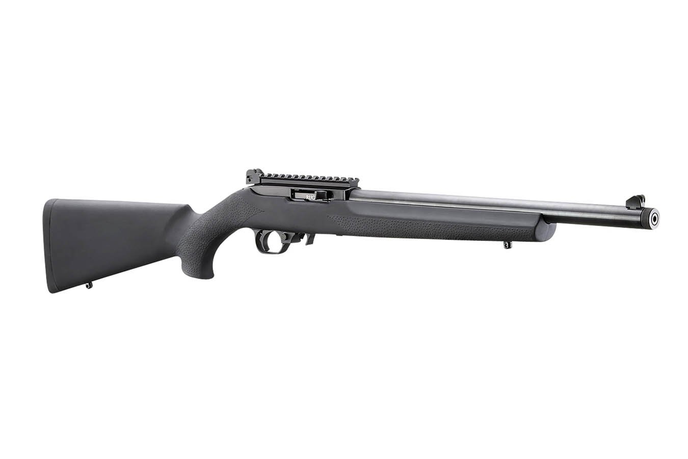RUGER 10/22 22LR Rimfire Rifle with Black Hogue OverMolded Grip and Threaded Barrel