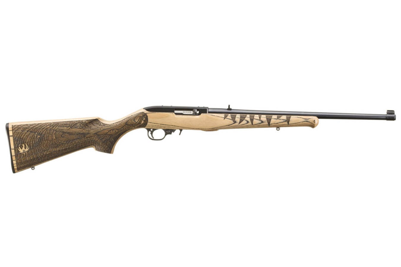 RUGER 10/22 22 LR Gator Scene Engraved Rimfire Rifle with Natural Laminate Stock