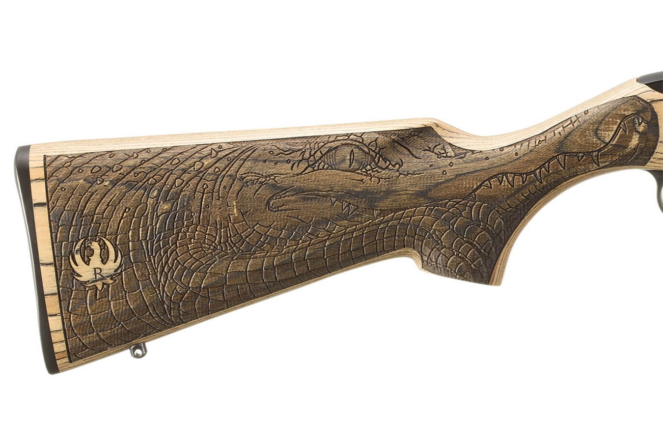 RUGER 10/22 22 LR Gator Scene Engraved Rimfire Rifle with Natural Laminate Stock
