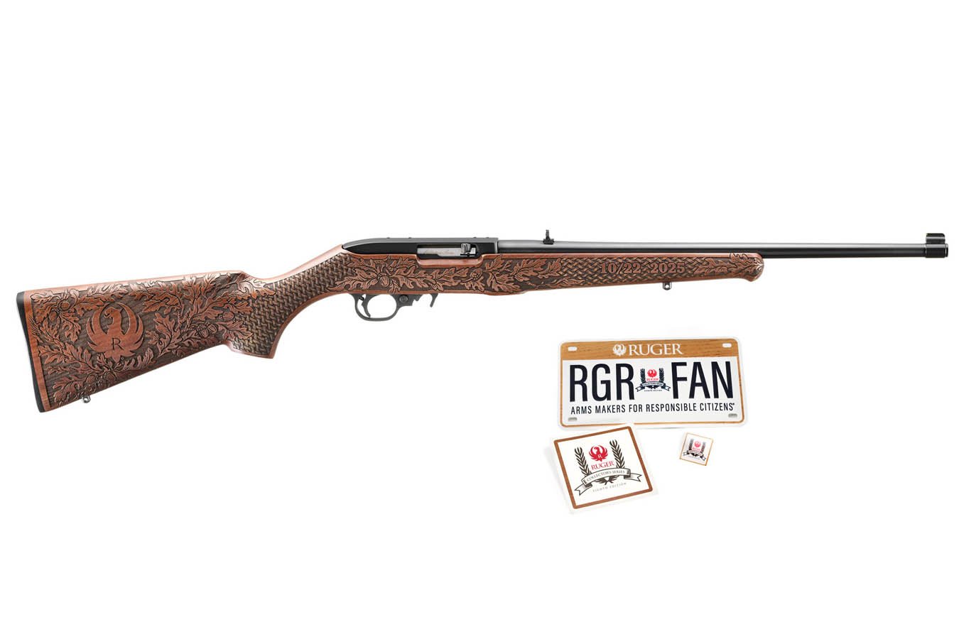 Ruger 10/22 Sporter 22LR Eighth Edition Collectors Series Rimfire Rifle with Metal License Plate, Decal and Lapel Pin 