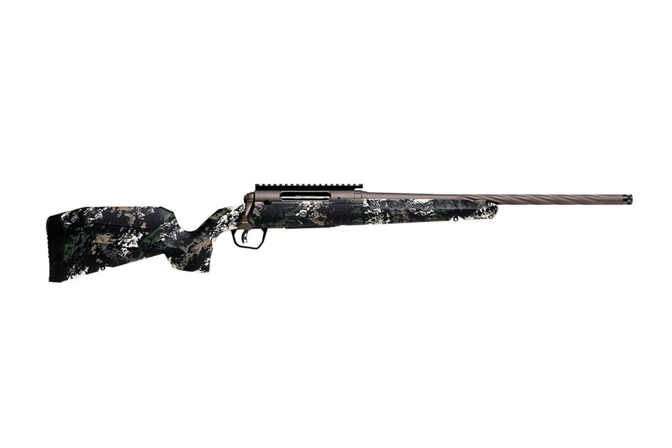 SAVAGE Axis 2 Pro 22-250 Rem Bolt-Action Rifle with Gun Metal Bronze Spiral Fluted Barrel and Forest SP Camo Stock