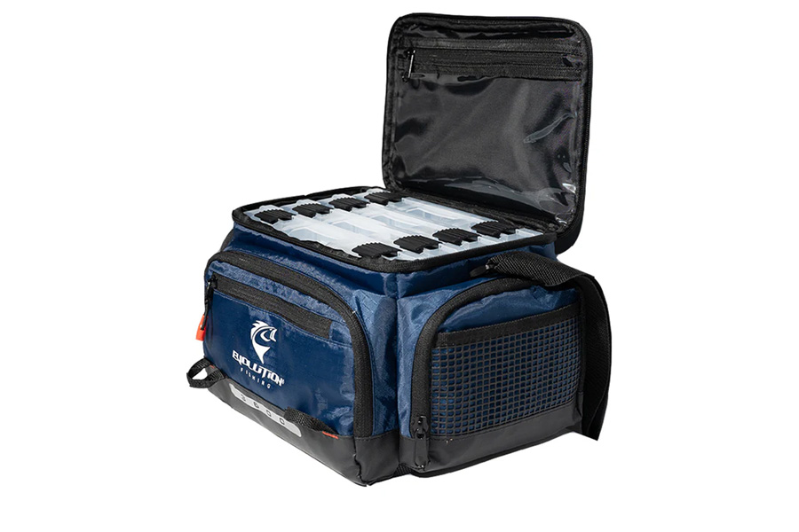 blue soft tackle box Evolution Outdoors Blue 3600 Smallmouth Soft Tackle Bag - 3 Trays Included