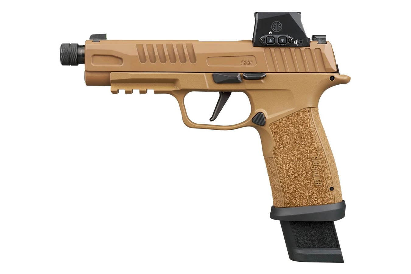 SIG SAUER P365-FUSE Tacops 9mm Coyote Tan Pistol with Threaded Barrel, ROMEO-X Red Dot and Four Magazines