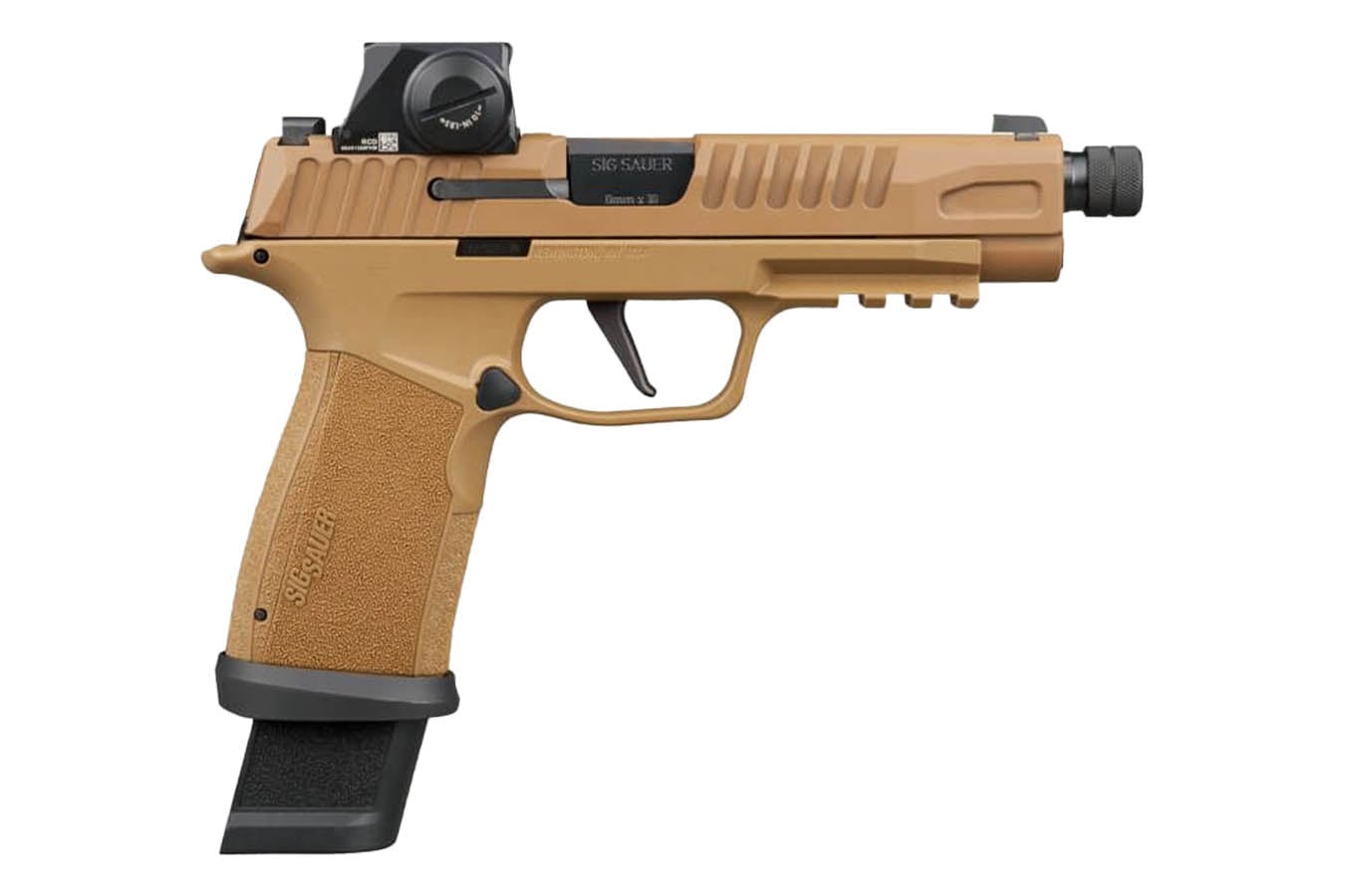 SIG SAUER P365-FUSE Tacops 9mm Coyote Tan Pistol with Threaded Barrel, ROMEO-X Red Dot and Four Magazines