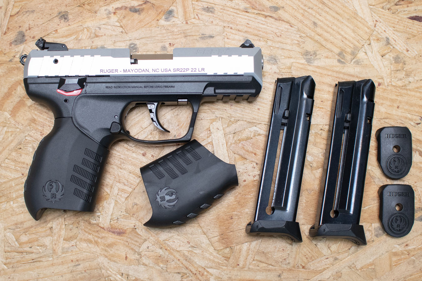 RUGER SR22 22LR Used Trade-In Pistol with Two Magazines, Grip, Floorplates 