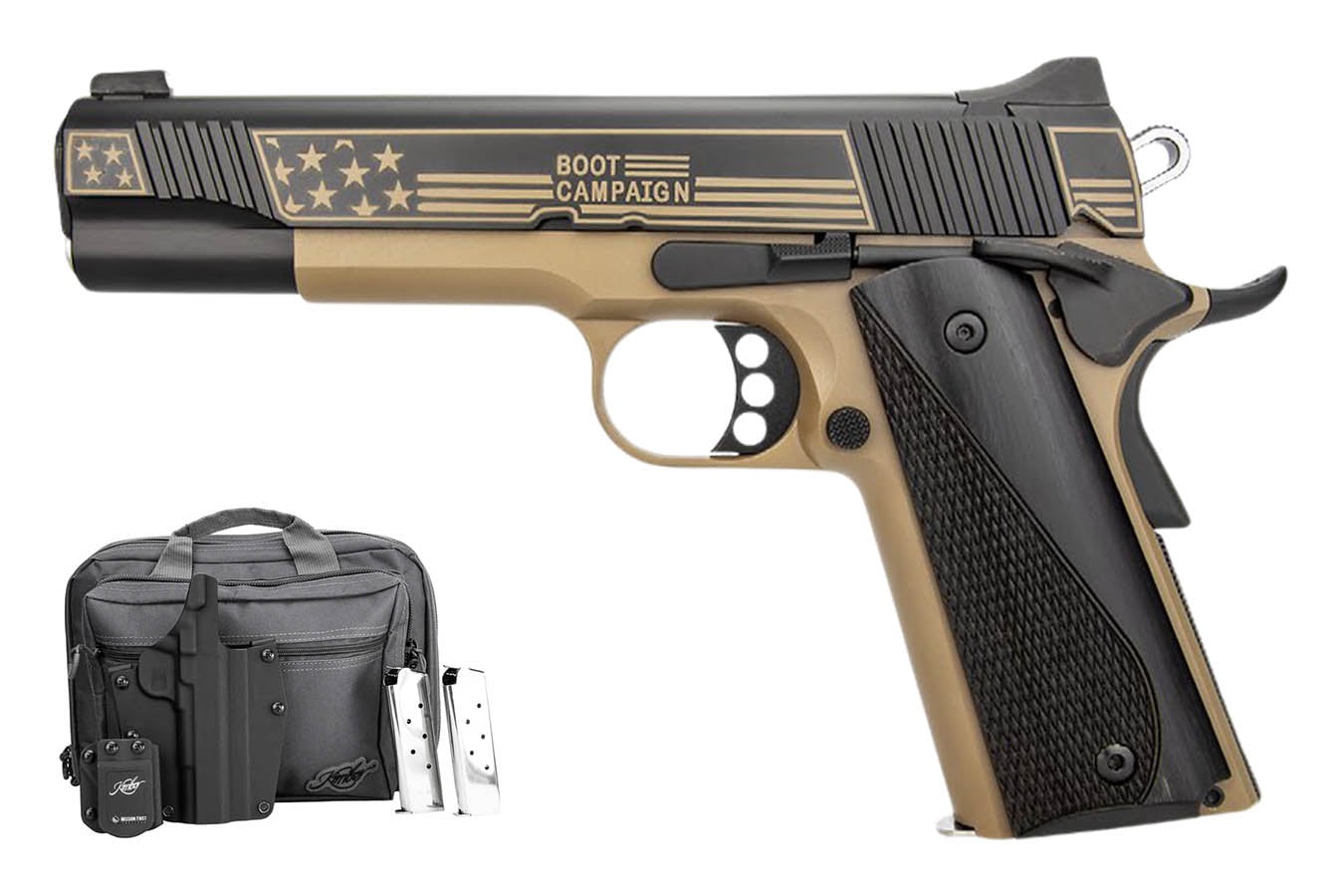 KIMBER 1911 Custom LW 45 ACP Boot Campaign Special Edition Pistol with Three Mags, Gun Bag and Holster 