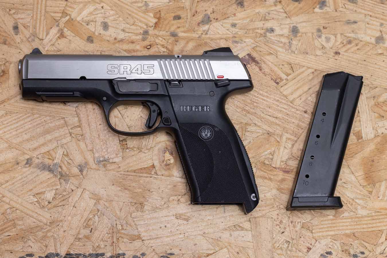 RUGER SR45 45ACP Police Trade-In Pistol with Stainless Slide