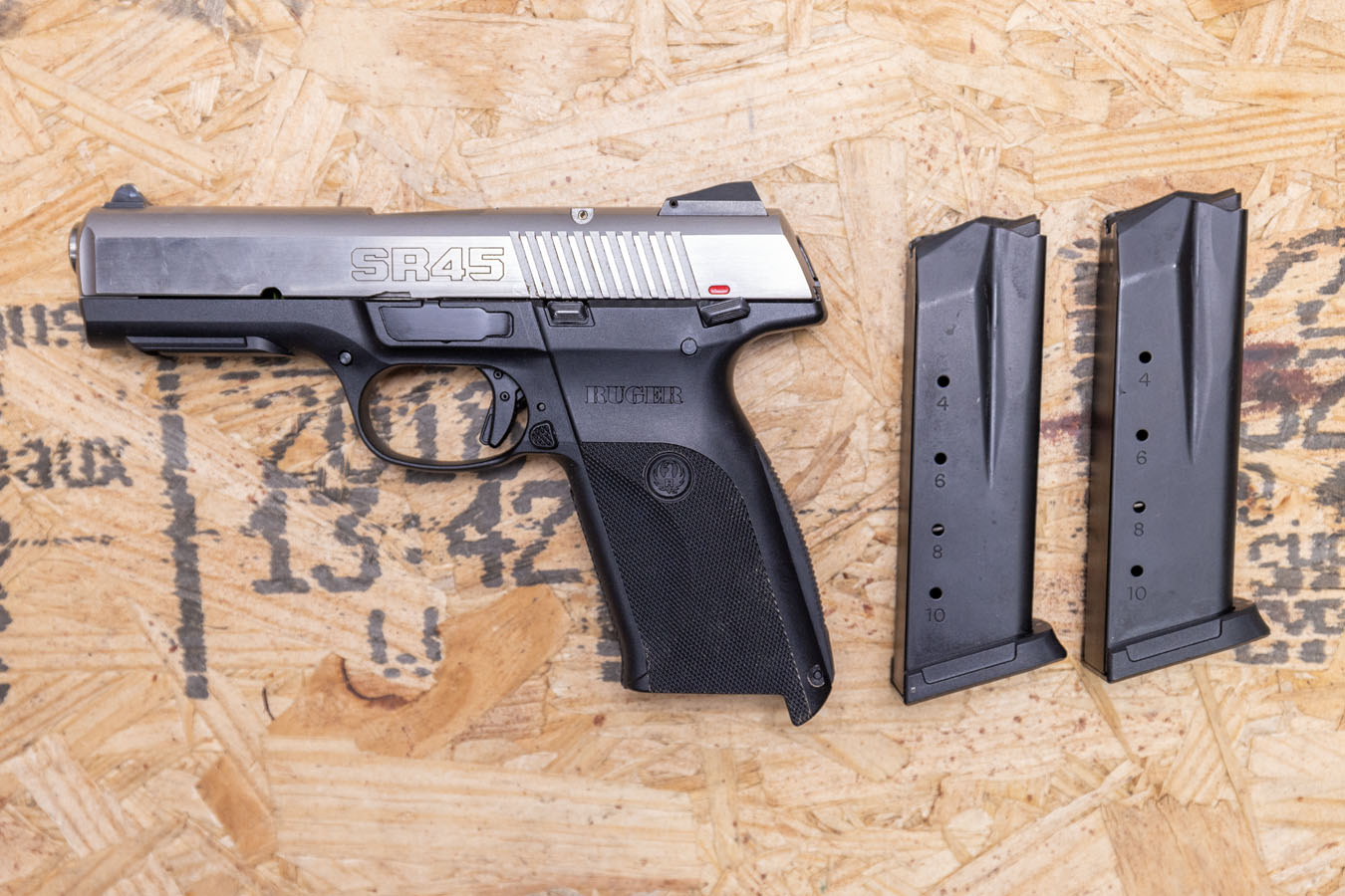 RUGER SR45 45 ACP Police Trade-In Pistol with Stainless Slide
