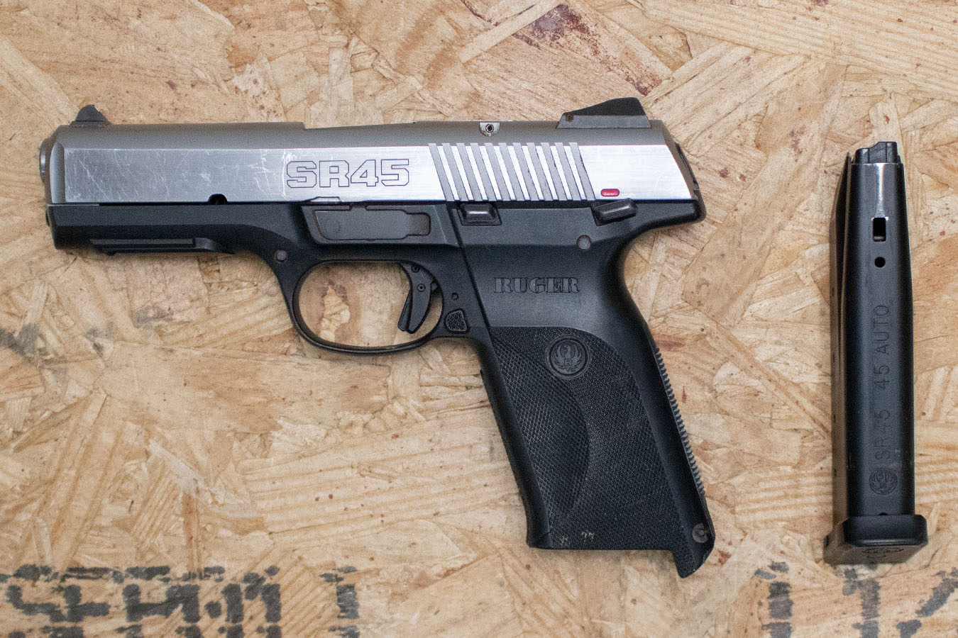 RUGER SR45 45 ACP Police Trade-In Pistol with Stainless Slide