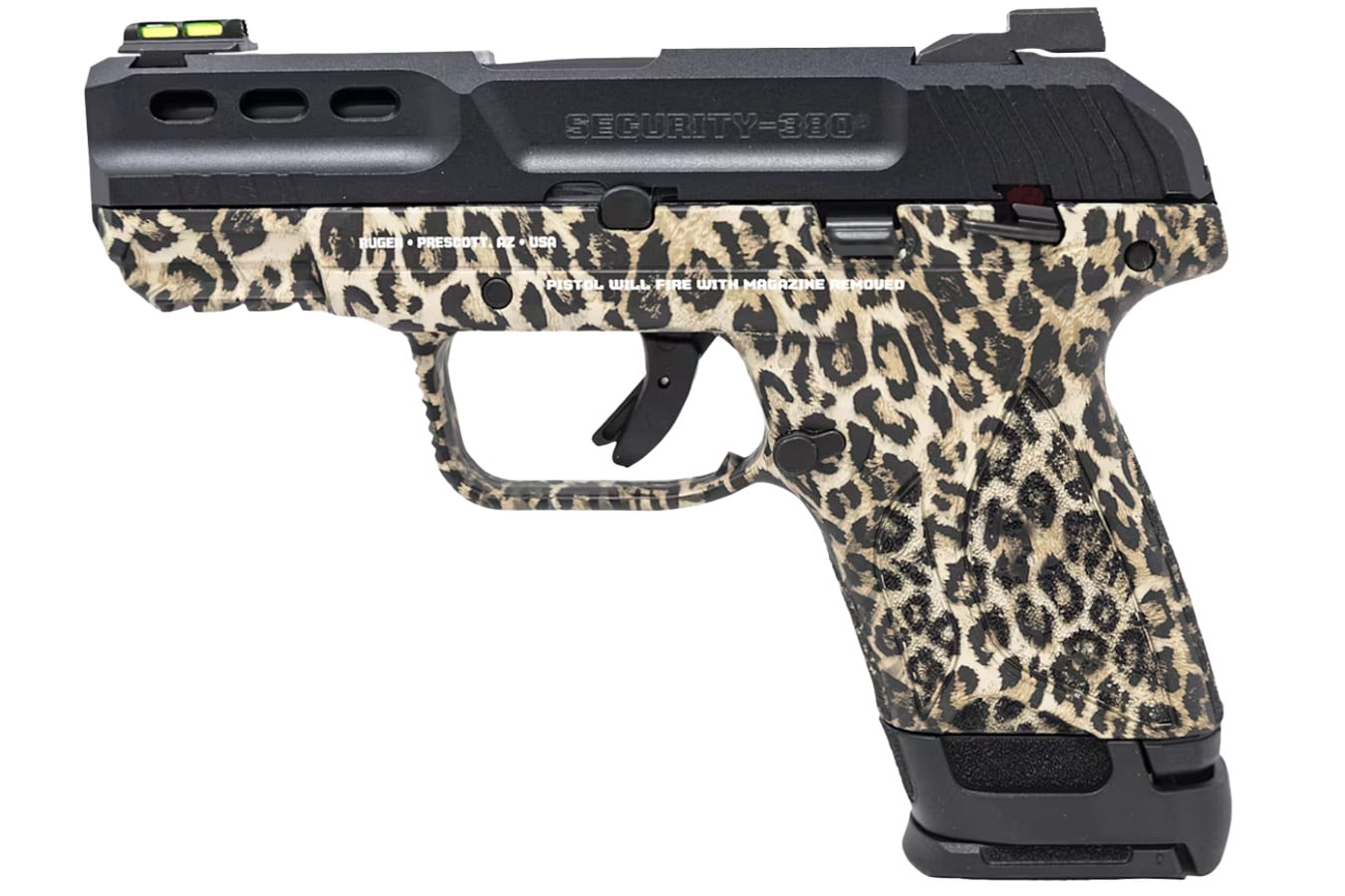 RUGER Security-380 380 ACP Pistol with Leopard Print Frame