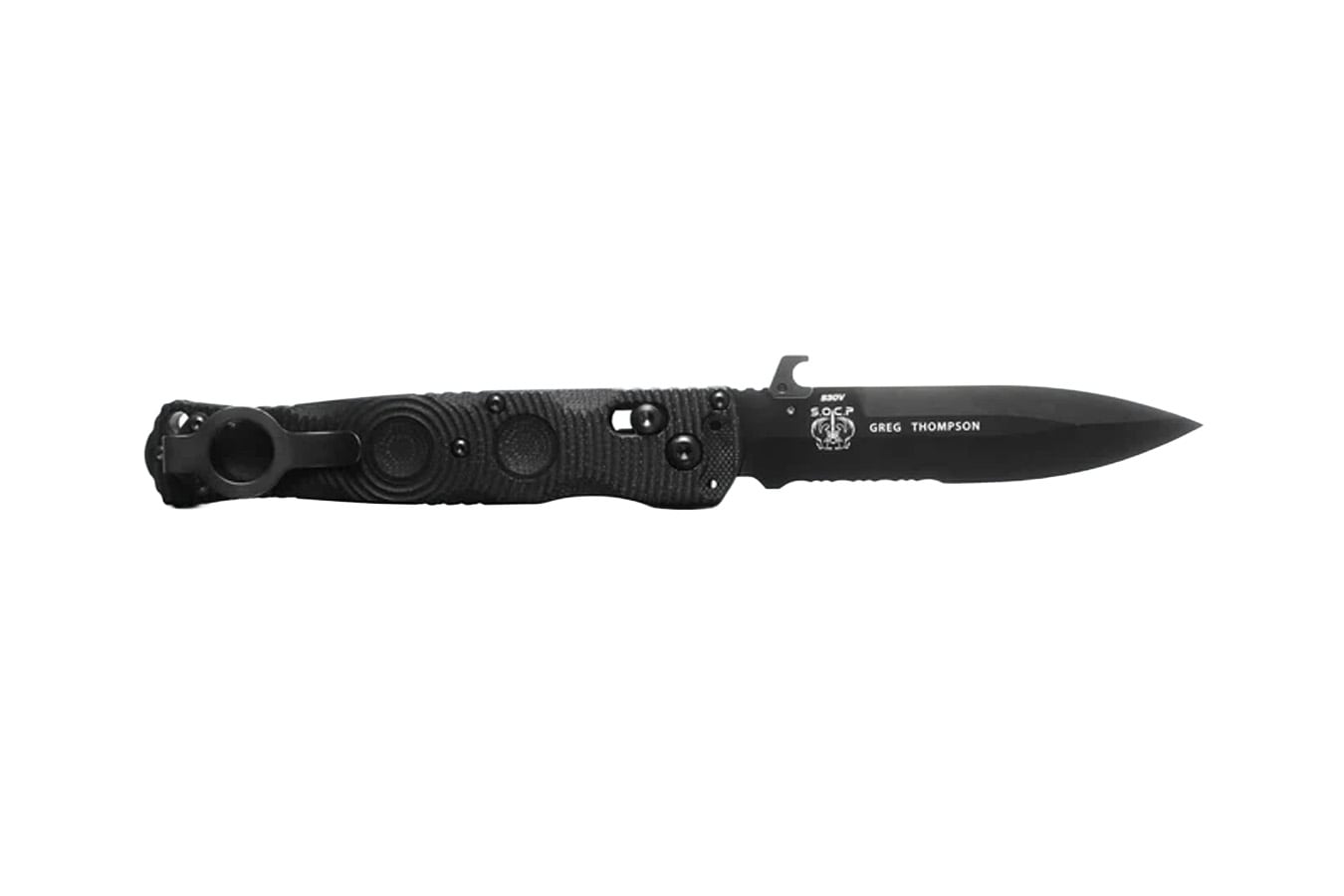 BENCHMADE KNIFE Mini SOCP Folding Knife – 2.82in Black Serrated Blade