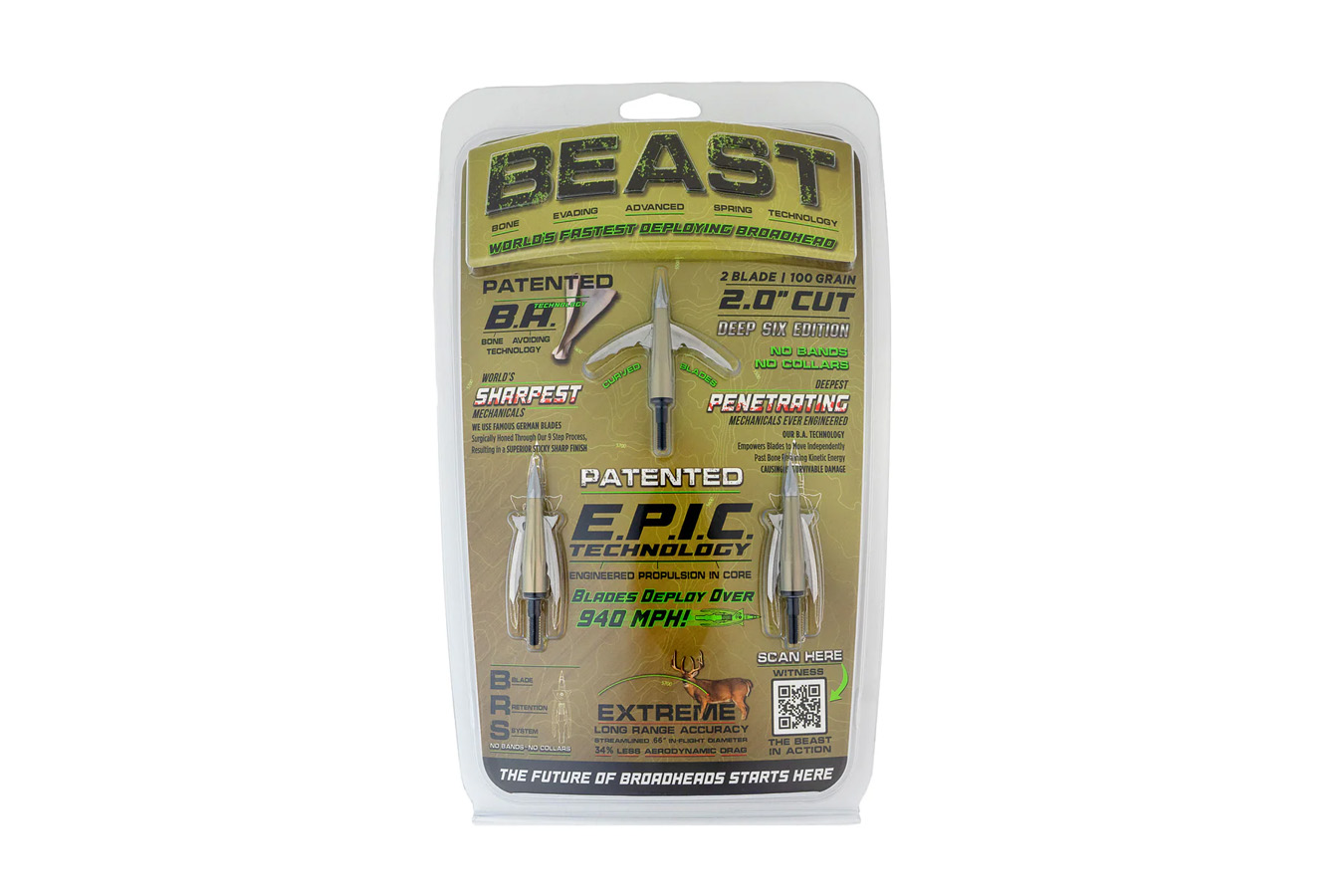 Beast Broadheads Deep Six 100 Grain 2in Broadheads 3-Pack