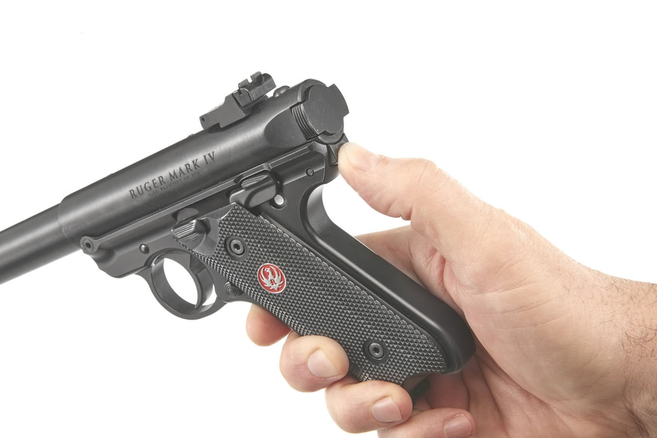 RUGER Mark IV Target 22LR Blued Rimfire Pistol with Bull Barrel
