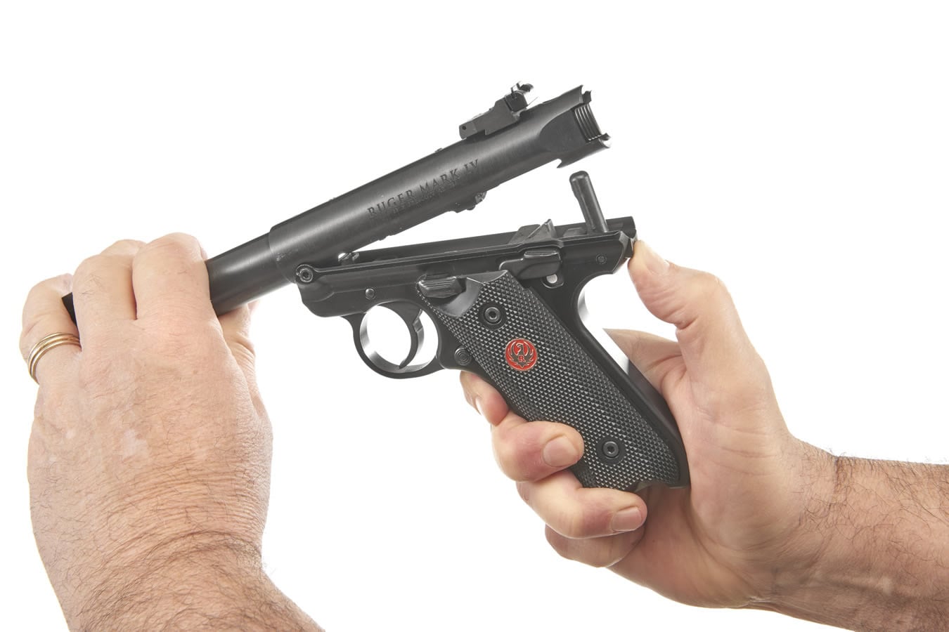 RUGER Mark IV Target 22LR Blued Rimfire Pistol with Bull Barrel